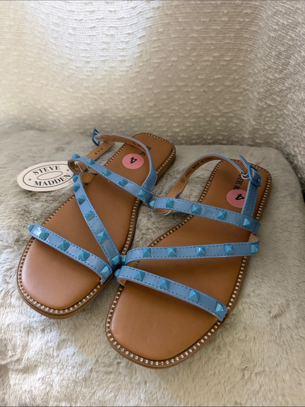 Steve Madden Light Blue Studded Strappy Sandals